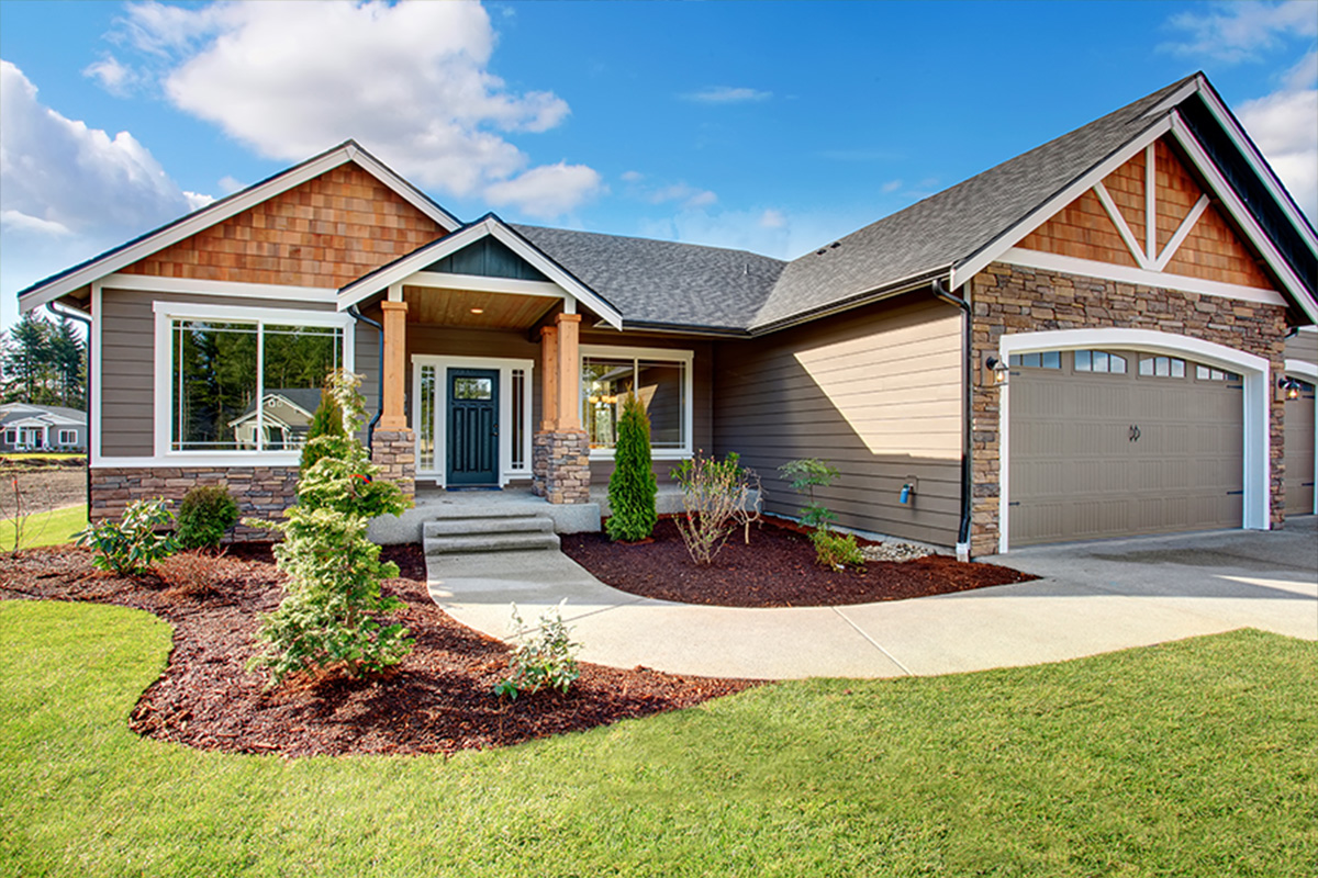 Image of a newly built home with a modern design, featuring clean lines and contemporary aesthetics.