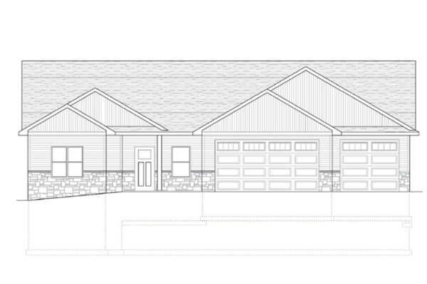Image of a schematic drawing displaying a home design. The drawing includes detailed outlines of the home's layout, room divisions, and possibly architectural features, providing a visual blueprint of the house's design.